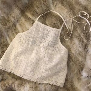 White halter crop top